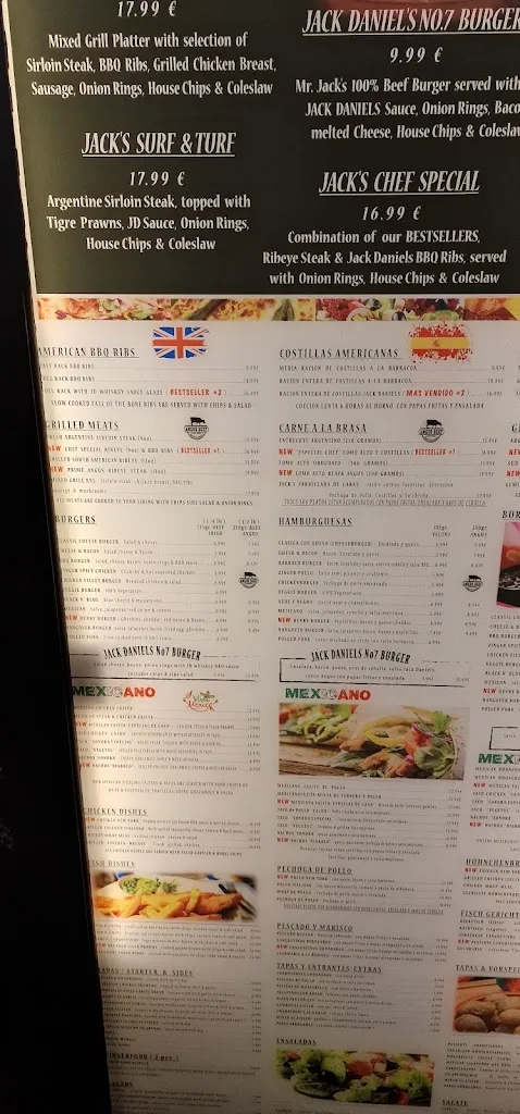 Menu_Jack Daniel's Bar_Costa Teguise_image_4