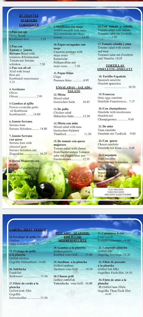 Menu_Beach Bar Aureola_Costa Calma_image_1