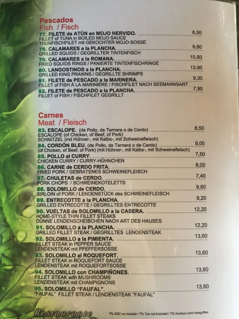 Menu_Pizzeria Faufal_Costa Calma_image_1