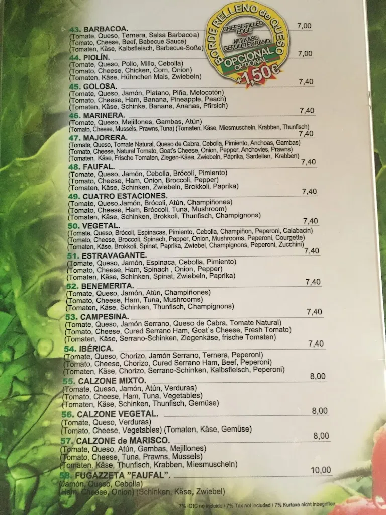 Menu_Pizzeria Faufal_Costa Calma_image_4