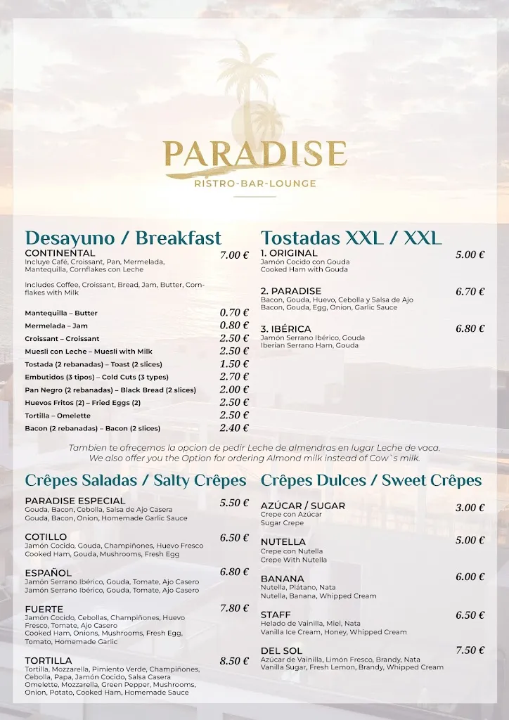 Menu_🏖 Paradise, 🥩 Restaurante SteakHouse 🥞 Creperia🍹 Lounge Bar - El Cotillo_El Cotillo_image_1