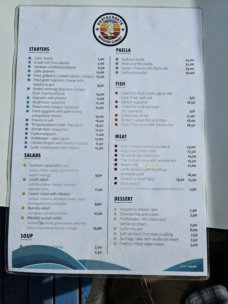 Menu_Mirador Sunset_El Cotillo_image_1