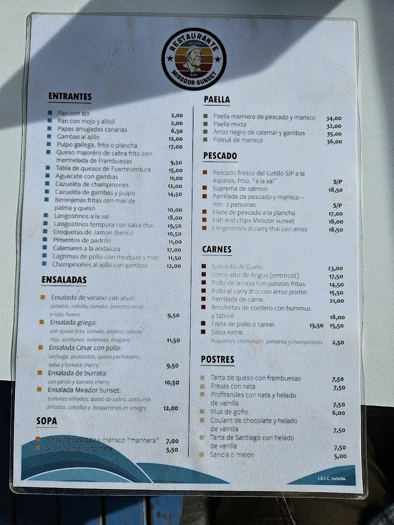 Menu_Mirador Sunset_El Cotillo_image_2