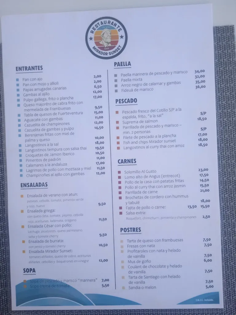 Menu_Mirador Sunset_El Cotillo_image_4