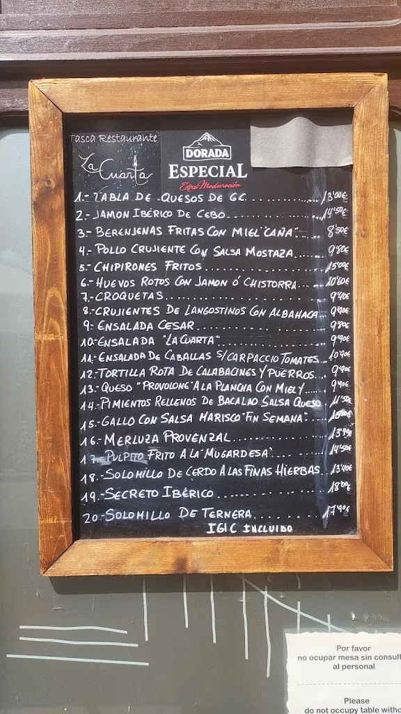 Menu_Bar La Cuarta_Gáldar_image_4