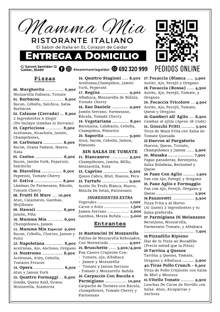 Menu_Ristorante Pizzería Mamma Mia_Gáldar_image_1