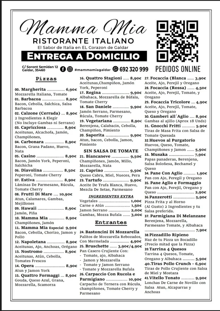 Menu_Ristorante Pizzería Mamma Mia_Gáldar_image_2