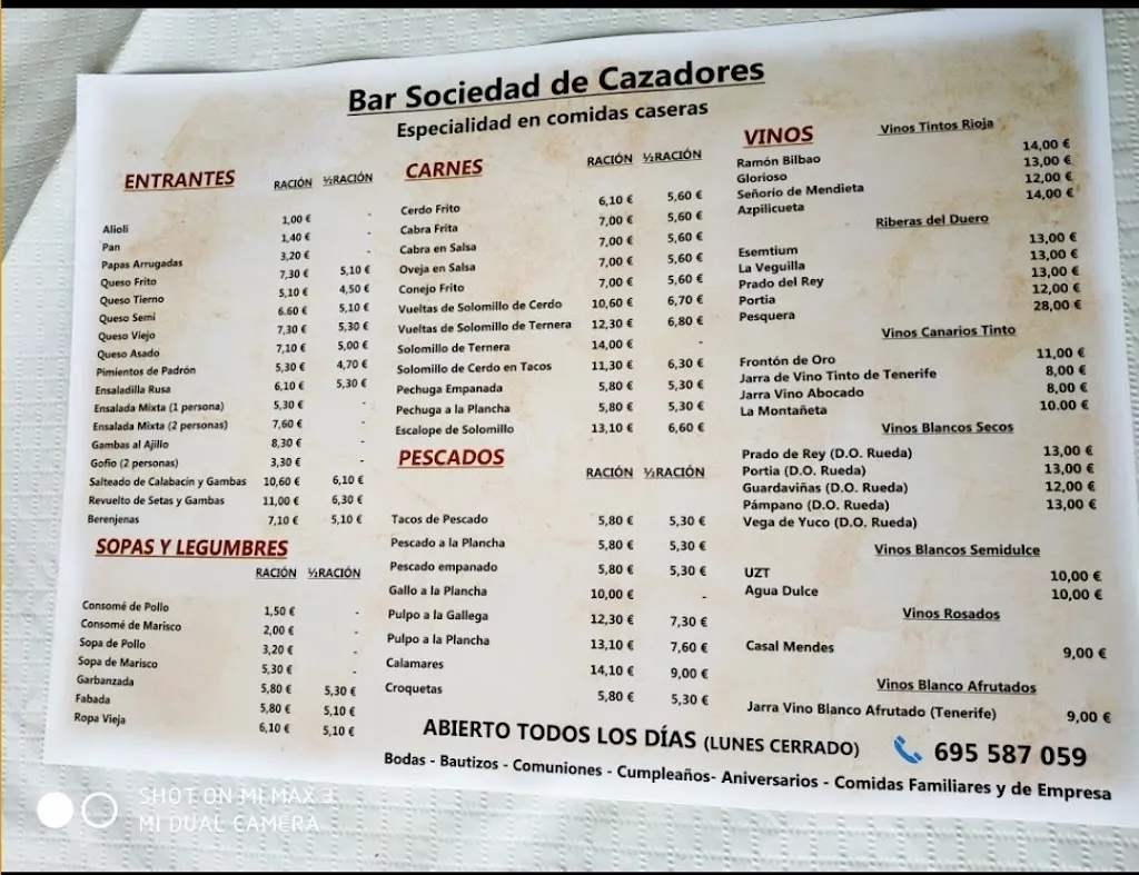 Menu_Sociedad de Cazadores del Norte de Gran Canaria_Gáldar_image_1