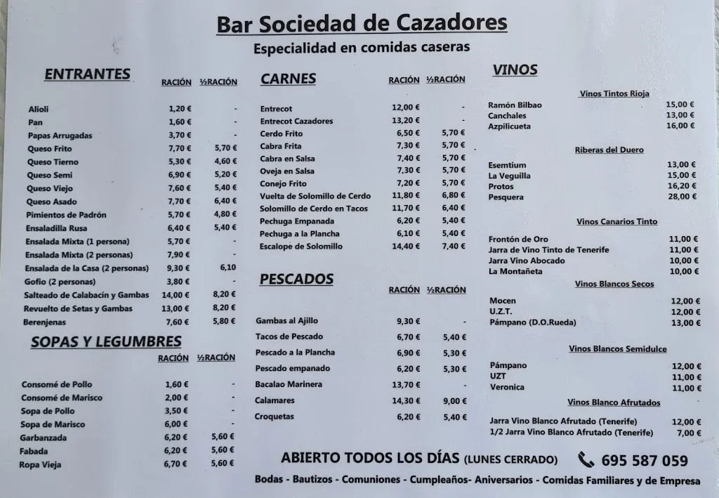 Menu_Sociedad de Cazadores del Norte de Gran Canaria_Gáldar_image_2