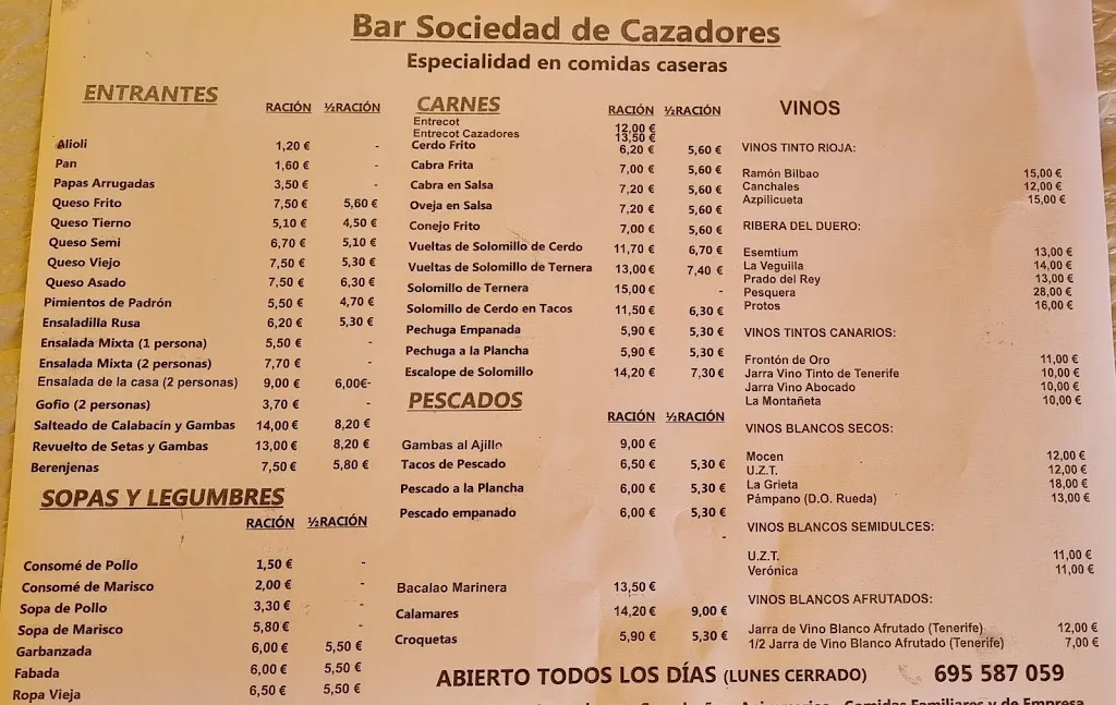 Menu_Sociedad de Cazadores del Norte de Gran Canaria_Gáldar_image_4