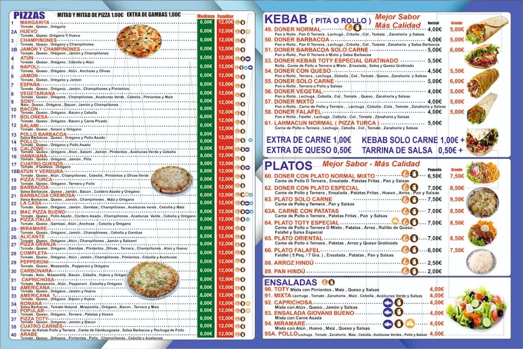 Menü_Pizzaria kebab toty 2 granja de Rocamora_Granja de Rocamora_Bild_2