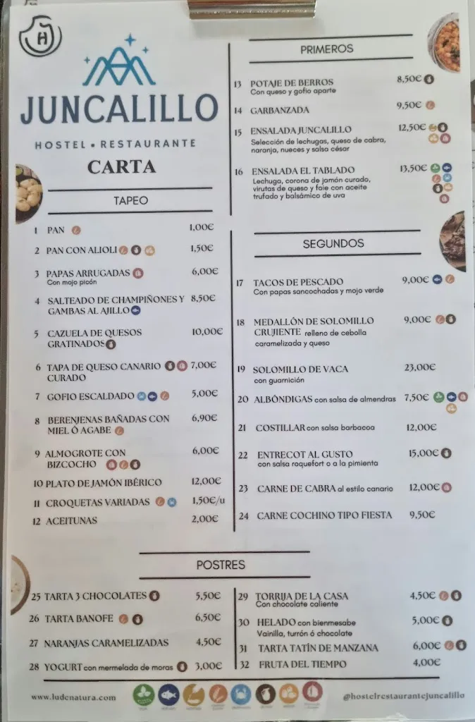 Menu_Hostel Restaurante Juncalillo_Gáldar_immagine_3