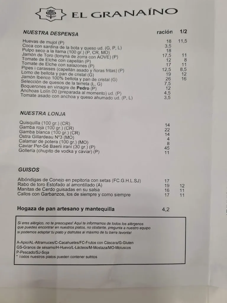 Menu_Restaurant Mesón El Granaino_Elche/Elx_image_2