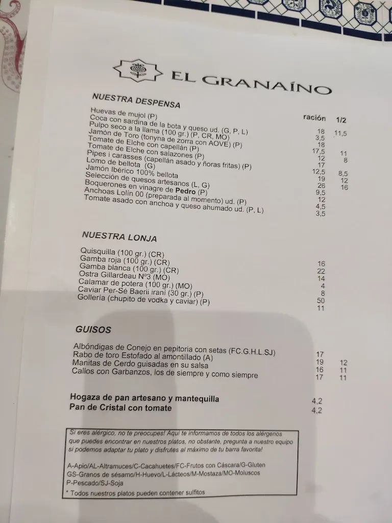 Menu_Restaurant Mesón El Granaino_Elche/Elx_image_3