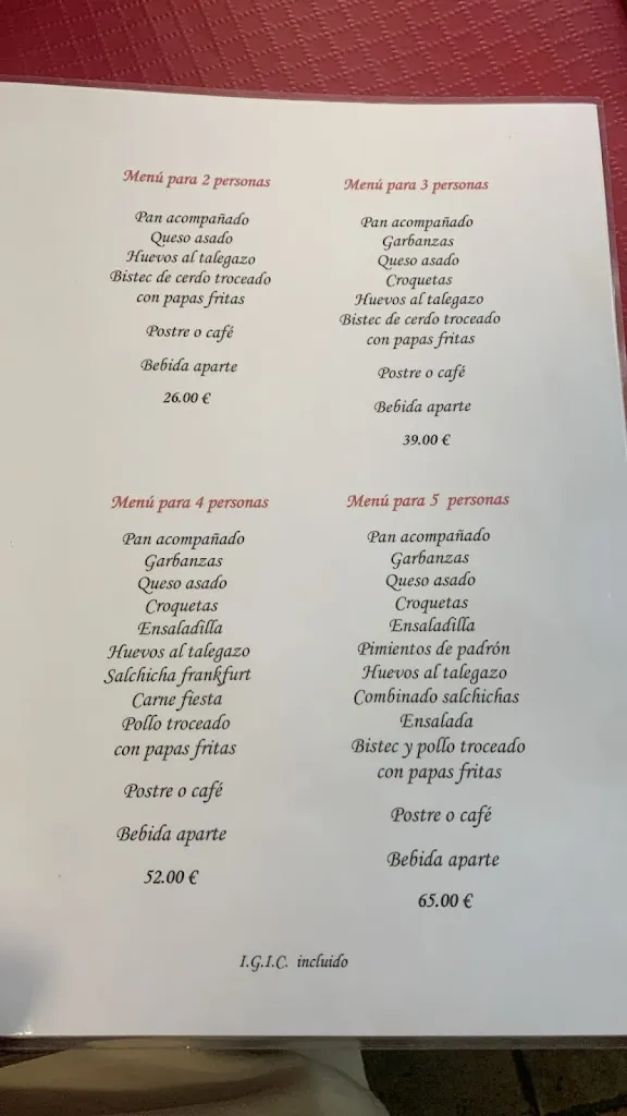 Menü_Restaurante Gran Tarajal 100% Sin Gluten_La Orotava_Bild_2