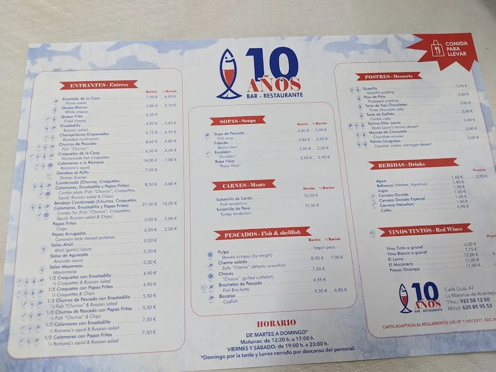 Menu_Restaurante 10 Años_La Matanza de Acentejo_image_4