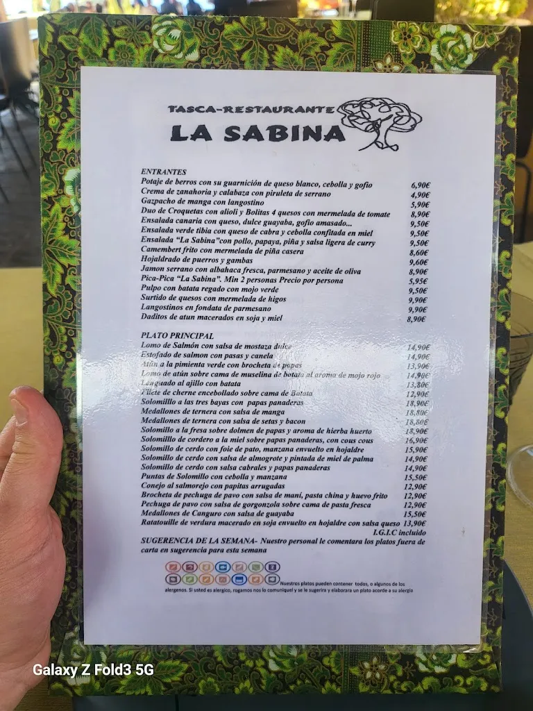 Menu_Tasca Restaurante La Sabina_La Victoria de Acentejo_image_1