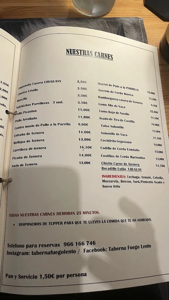 Menu_Taberna Fuego Lento_Elche/Elx_immagine_4
