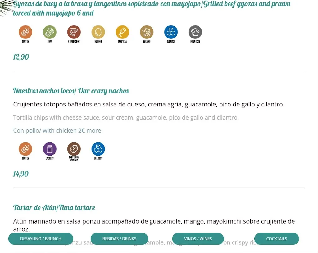 Menu_Restaurante Los Gigantes Beach Club_Los Gigantes_image_2