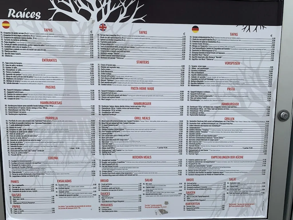 Menu_Raíces restaurante asador_Los Gigantes_image_1