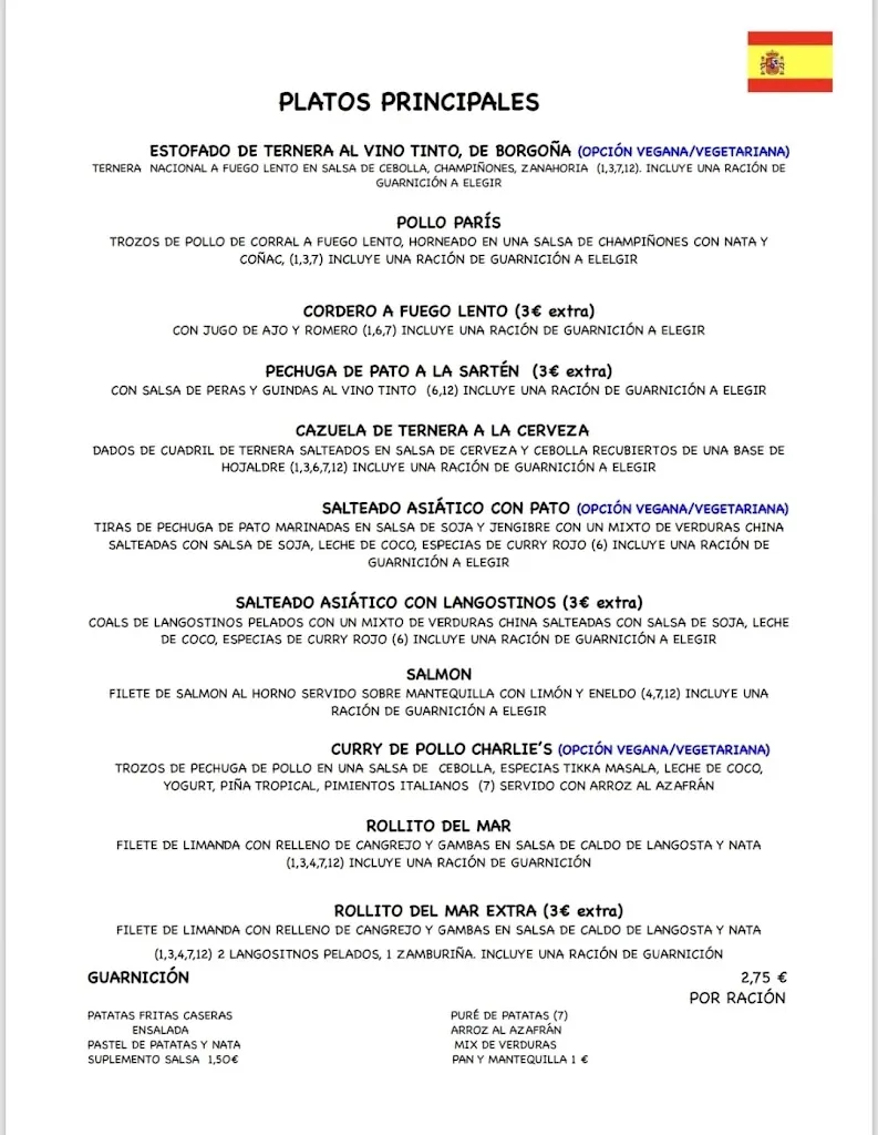 Menu_Charlie's Bistro los Gigantes_Los Gigantes_immagine_1