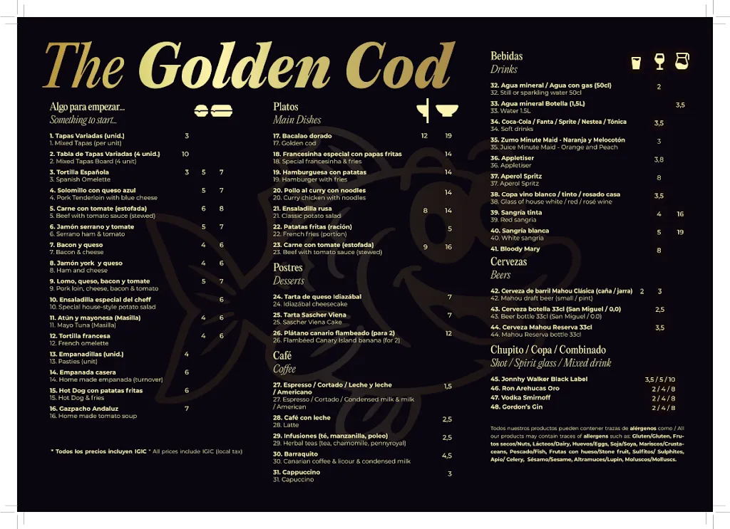 Menu_THE GOLDEN COD_Los Gigantes_image_1