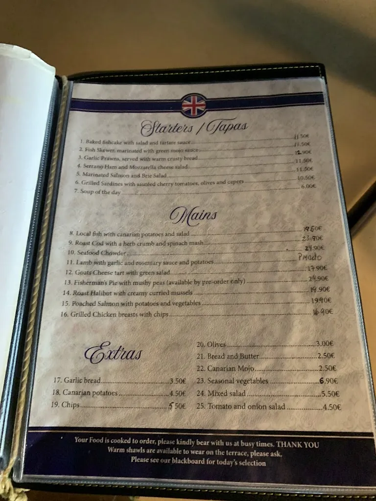 Menu_Fisherman's Inn_Los Gigantes_image_2