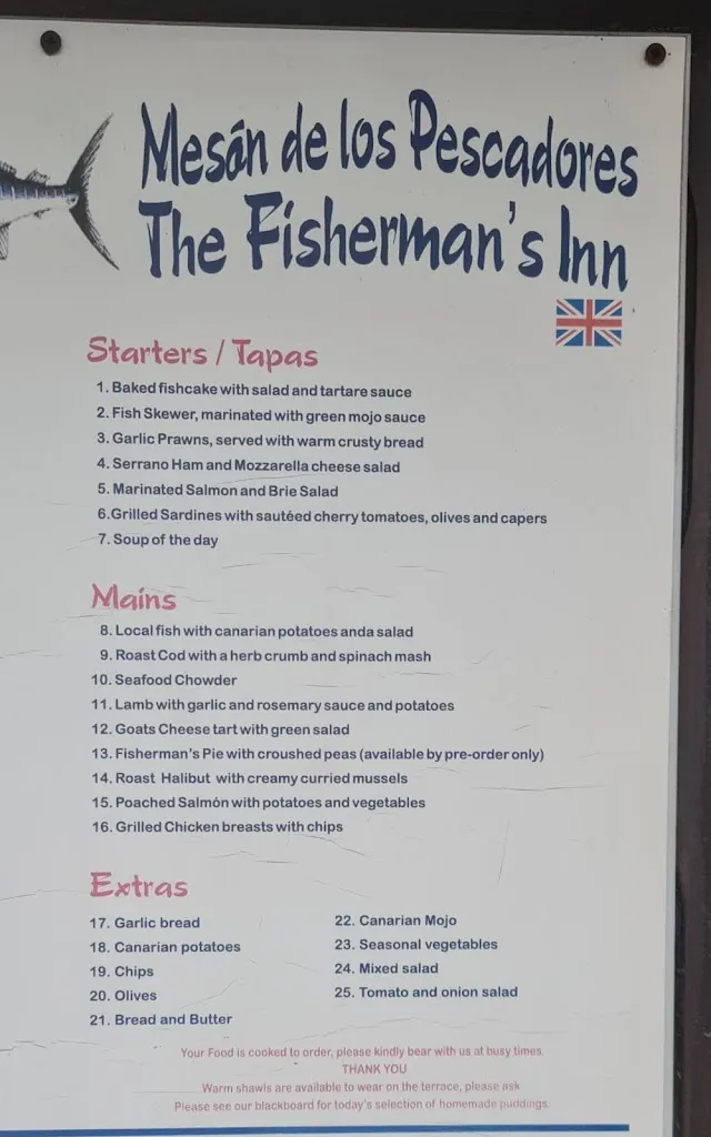 Menu_Fisherman's Inn_Los Gigantes_image_3
