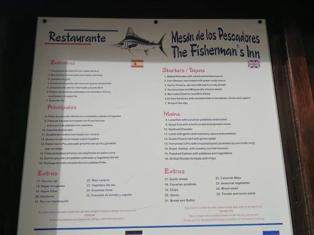 Menu_Fisherman's Inn_Los Gigantes_image_4