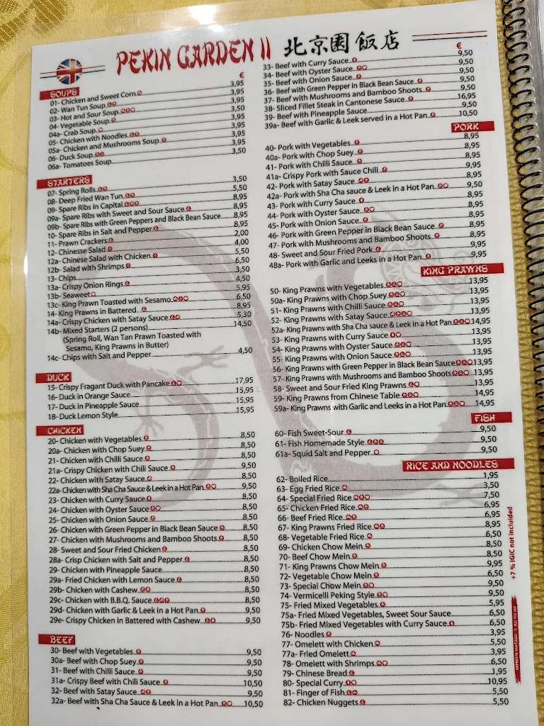 Menu_Restaurante Pekin Garden_Los Gigantes_image_1