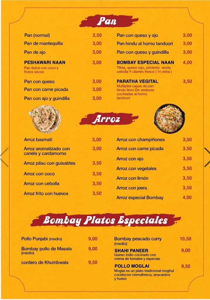 Menu_Bombay Hindu restaurant Elche_Elche/Elx_immagine_1