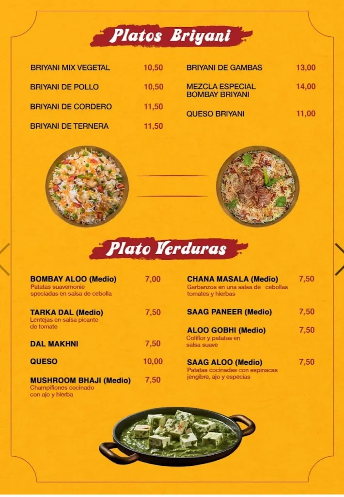 Menu_Bombay Hindu restaurant Elche_Elche/Elx_immagine_2