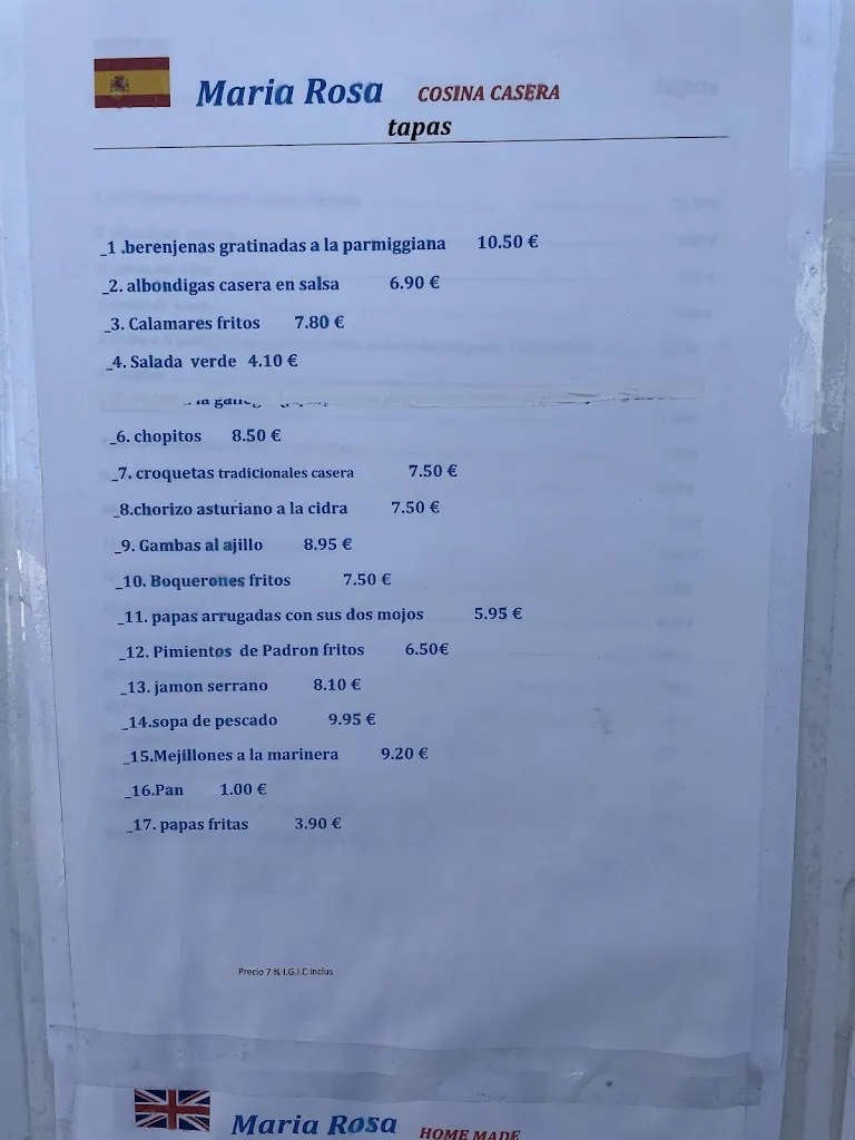 Menu_Maria Rosa_Los Gigantes_image_3