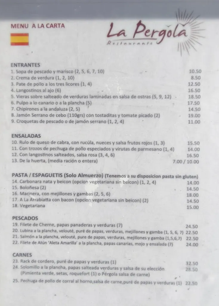 Menu_Restaurante la Pérgola_Los Gigantes_image_1
