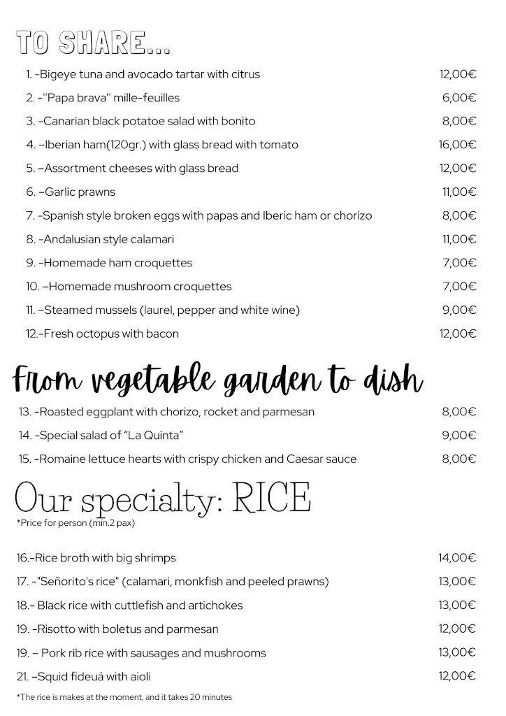 Menü_La Quinta Restaurante_Los Gigantes_Bild_1