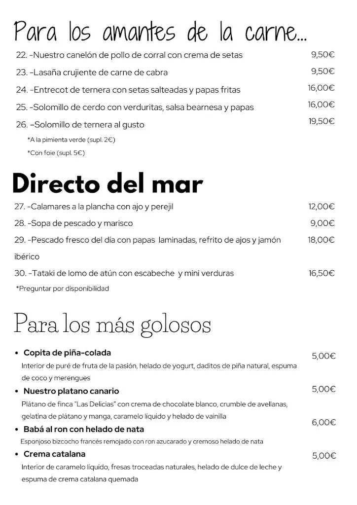 Menü_La Quinta Restaurante_Los Gigantes_Bild_4