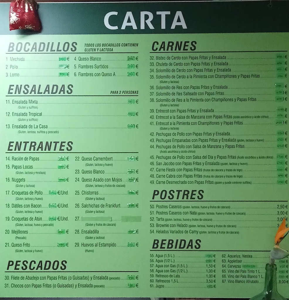 Menu_Bar Restaurante Rincon Norteño_Los Realejos_immagine_1