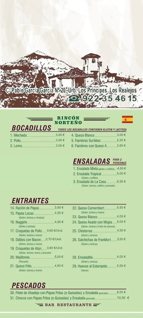 Menu_Bar Restaurante Rincon Norteño_Los Realejos_immagine_3