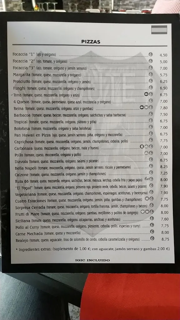 Menu_El Fogal Pizzería Restaurante_Los Realejos_image_2