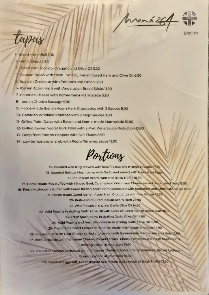 Menu_Maná 264 - Tapas & Drinks_Maspalomas_image_1