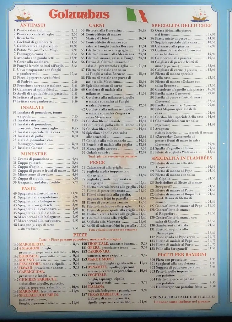 Menu_Restaurant Columbus_Maspalomas_image_1