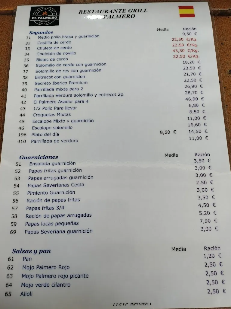 Menu_Restaurante Grill El Palmero_Maspalomas_immagine_2