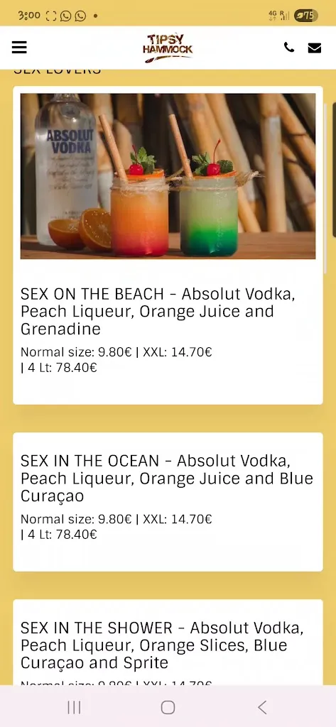 Menu_Tipsy Hammock bar_Playa del Ingles_image_1