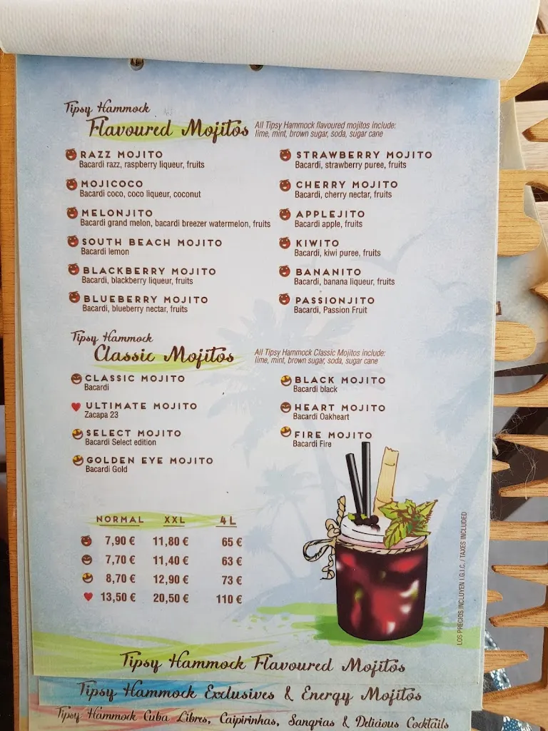 Menu_Tipsy Hammock bar_Playa del Ingles_image_4