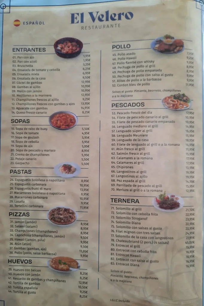 Menu_El Velero Playa del Inglés_Playa del Ingles_image_3