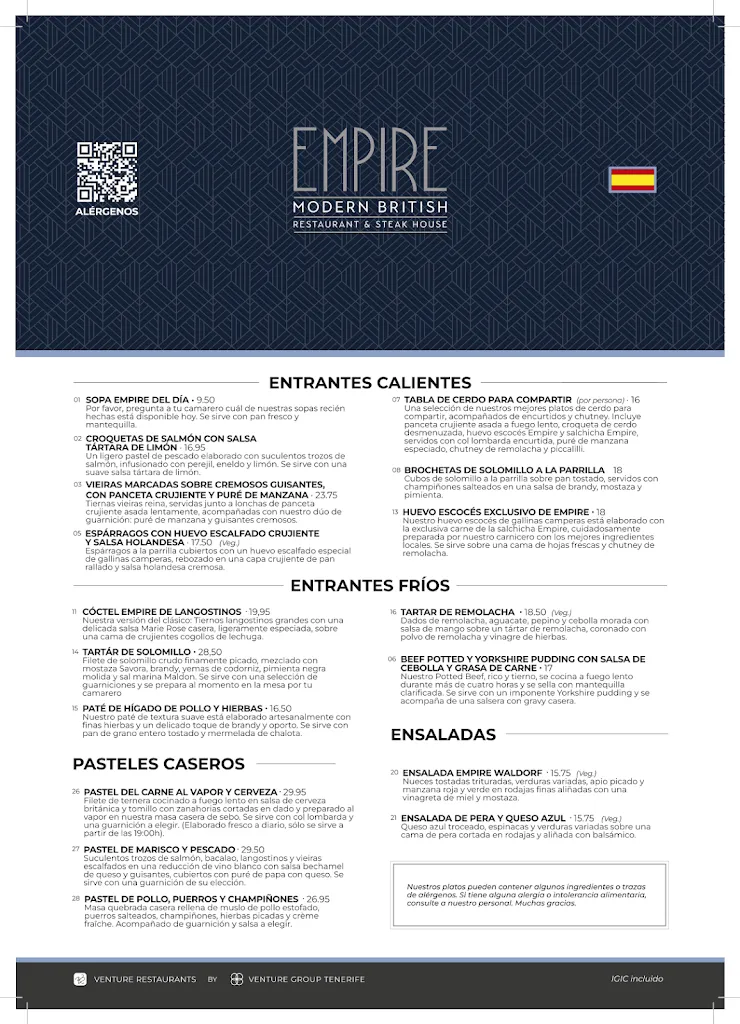 Menu_Empire Modern British Restaurant & Steak House | Steakhouse & British Cuisine_Playa de las Américas_image_2