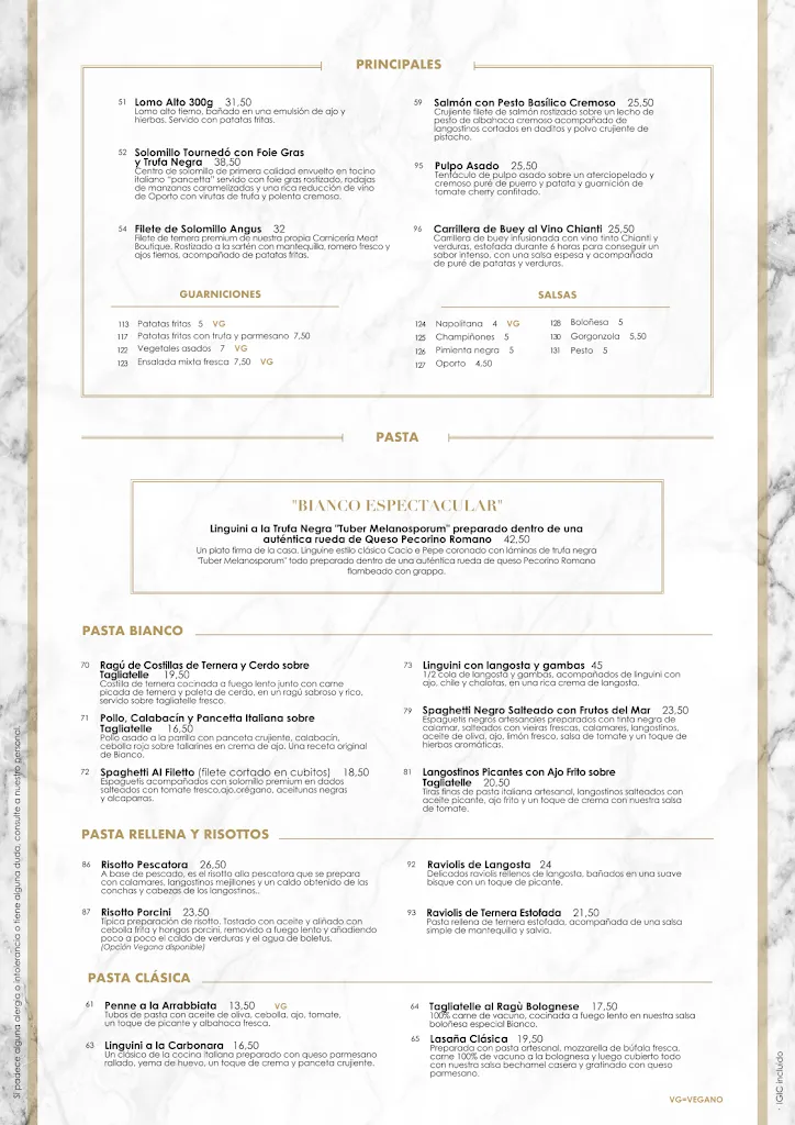 Menu_Bianco Restaurant_Playa de las Américas_immagine_2