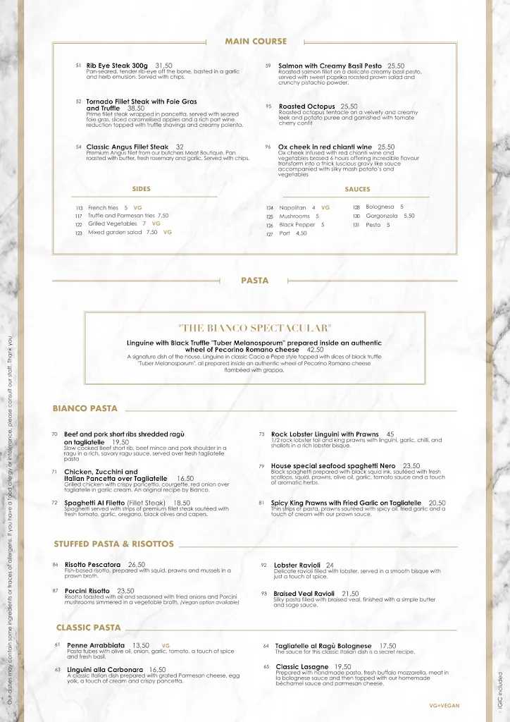 Menu_Bianco Restaurant_Playa de las Américas_immagine_4