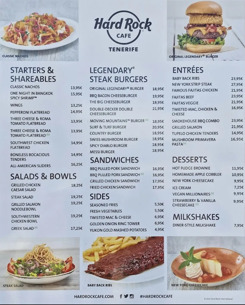 Menu_Hard Rock Cafe Tenerife_Playa de las Américas_immagine_2