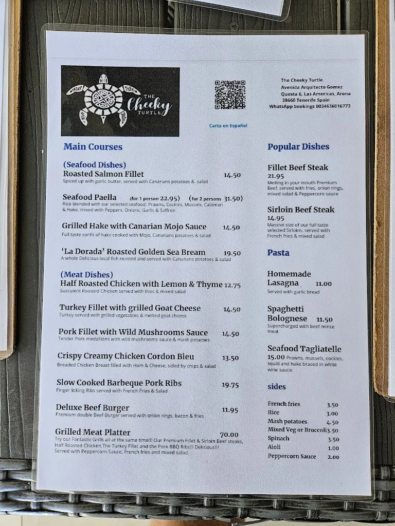 Menu_The Cheeky Turtle_Playa de las Américas_image_1